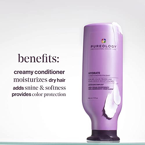 Pureology Hydrate Moisturizing Conditioner | Softens and Deeply Hydrates Dry Hair | For Medium to Thick Color Treated Hair | Sulfate-Free | Vegan