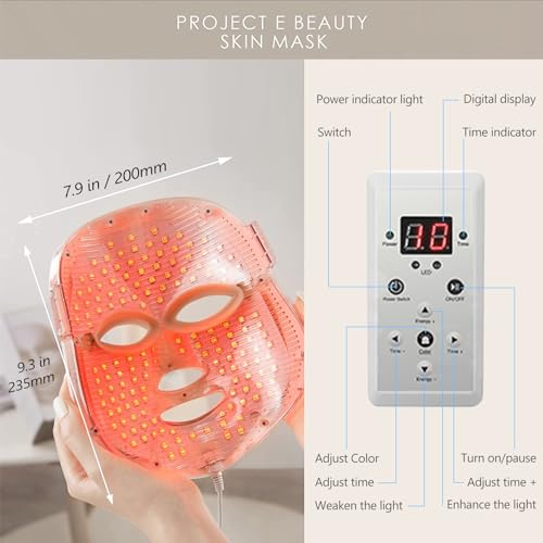 LOUDYKACA Led Face Mask Light Therapy, Red Light Therapy for Face, 7-1 Colors LED Facial Skin Care Mask