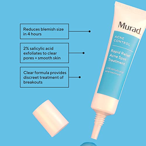 Murad Rapid Relief Acne Spot Treatment – Acne Control Max Strength 2% Salicylic Acid Clear Gel Blemish Remover - Fast Active Acne Relief Backed by Science, 5 Oz